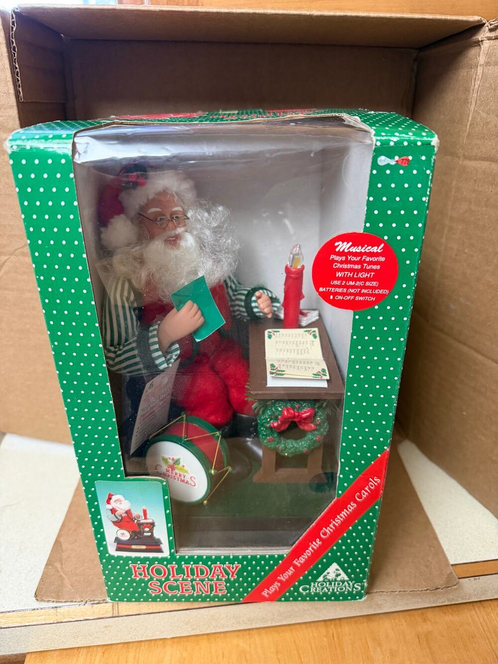 vintage 1993 Holiday Creations musical and illuminated Santa Claus figurine